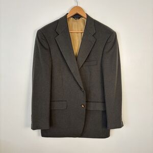 PBM Mens 42R Sport Coat Blazer 100% Camel Hair Olive Moss Green Vintage 2 Button